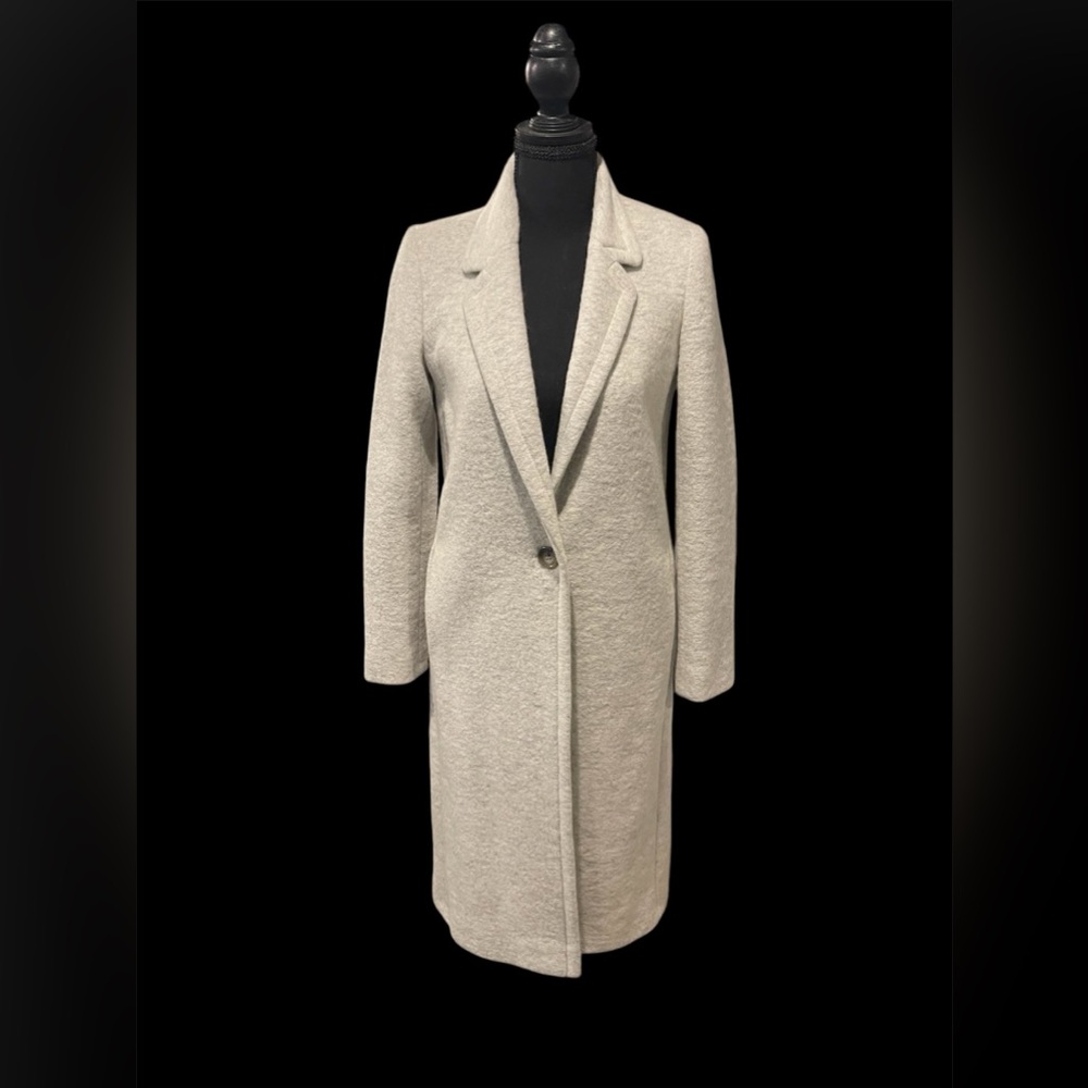 Helene Berman Cream Single-Button Long Wool Coat